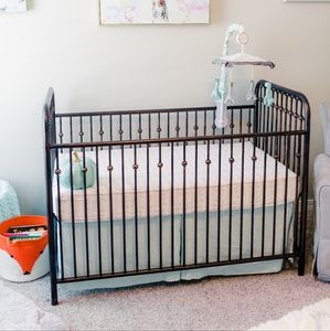 Pottery Barn Kids Belgian Flax Linen Crib Skirt Sea Glass